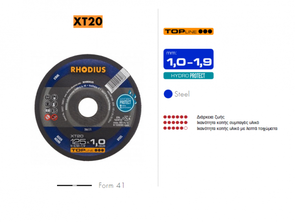 Δίσκος κοπής χάλυβα Rhodius XT20 TopLine
